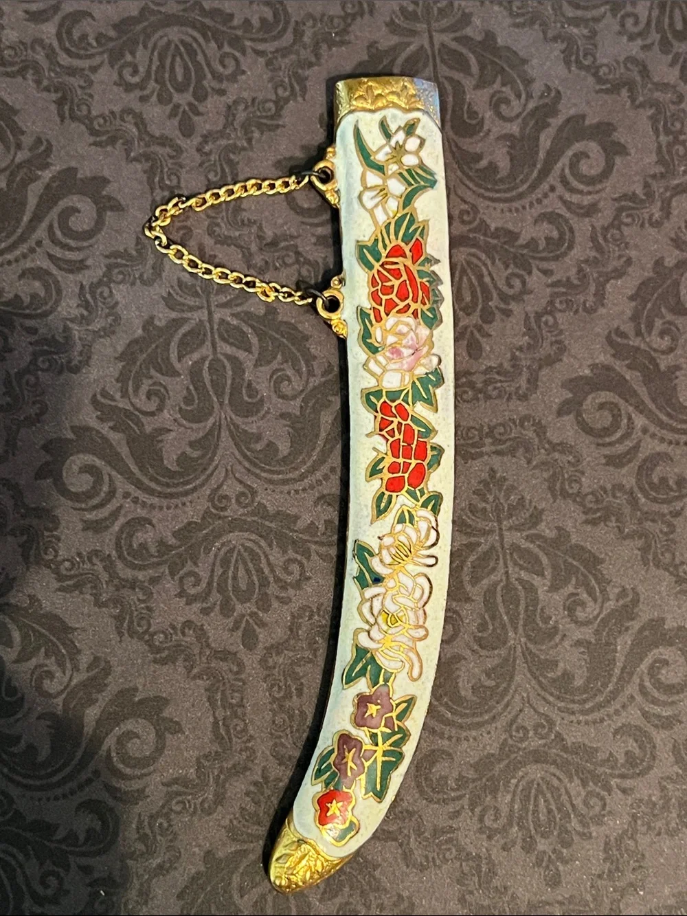 Decorative Gold-Tone Mini Scimitar Letter Opener with Red Tassel